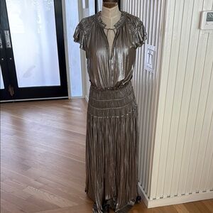 Melissa Masse- Metallic Silver Maxi Dress
